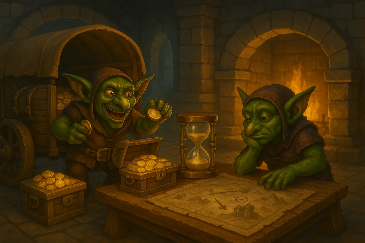 Gear Goblins idle progression screen accruing offline rewards