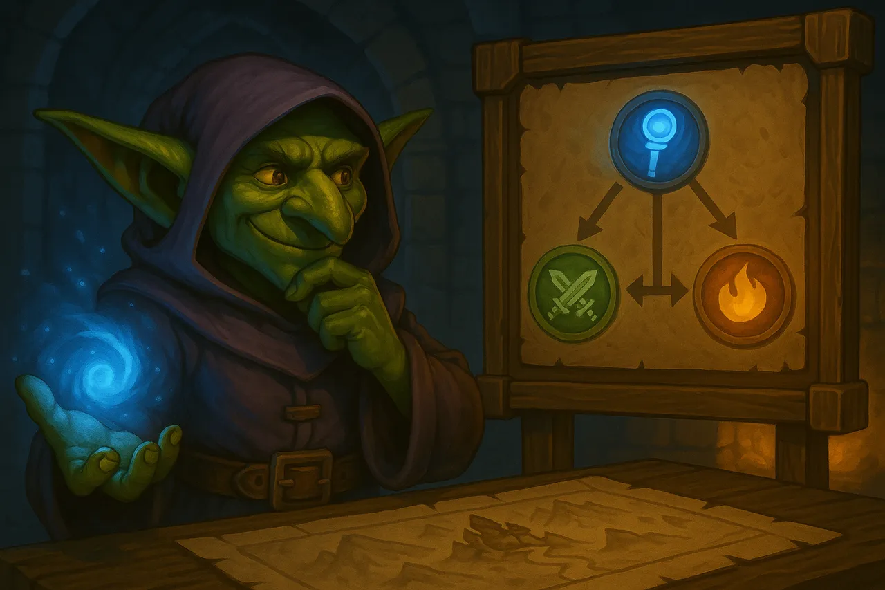 Gear Goblins skill tree with branching character upgrades
